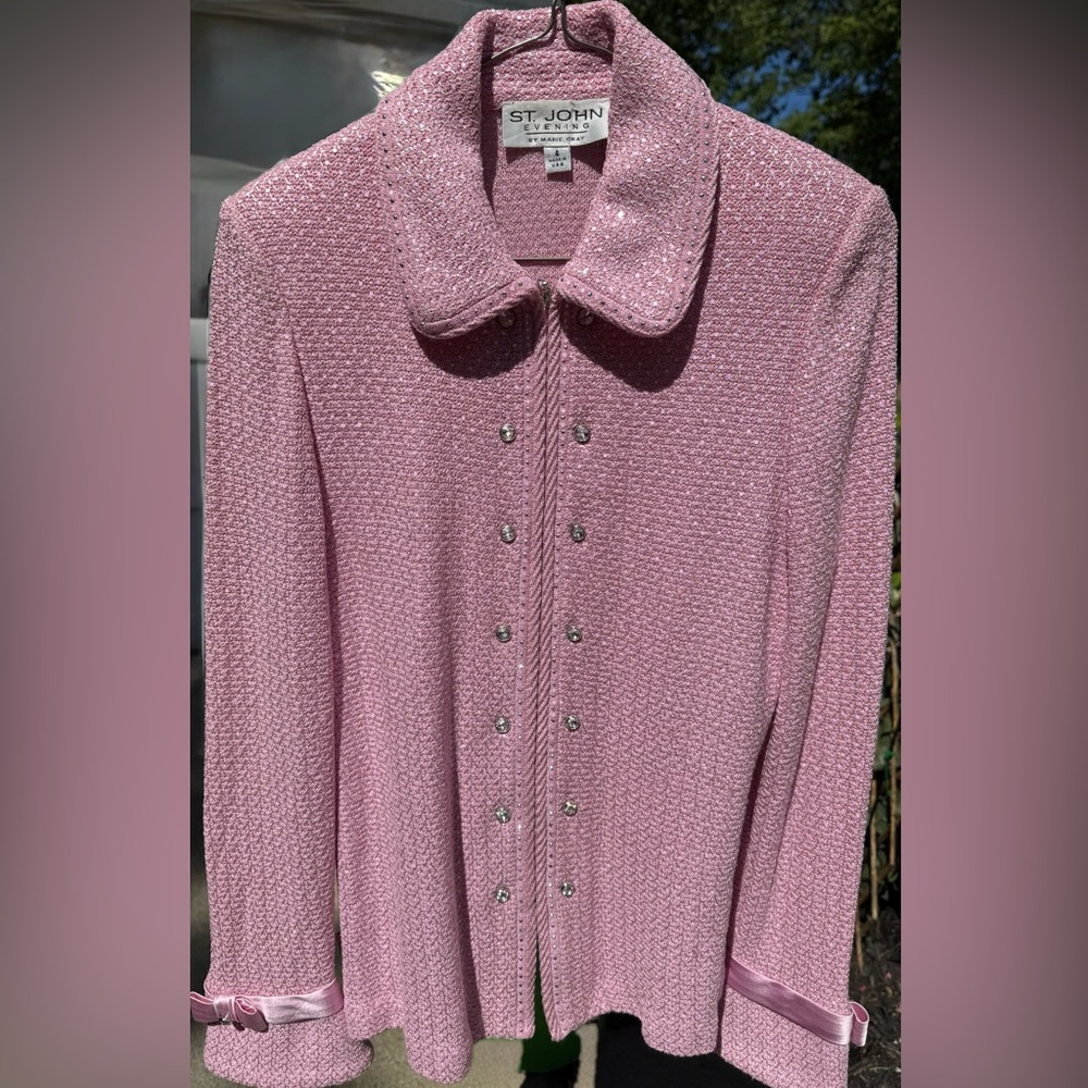 Elegant St. John Evening by Marie Gray Women’s US 4 Pink Rhinestone Jacket Rare!